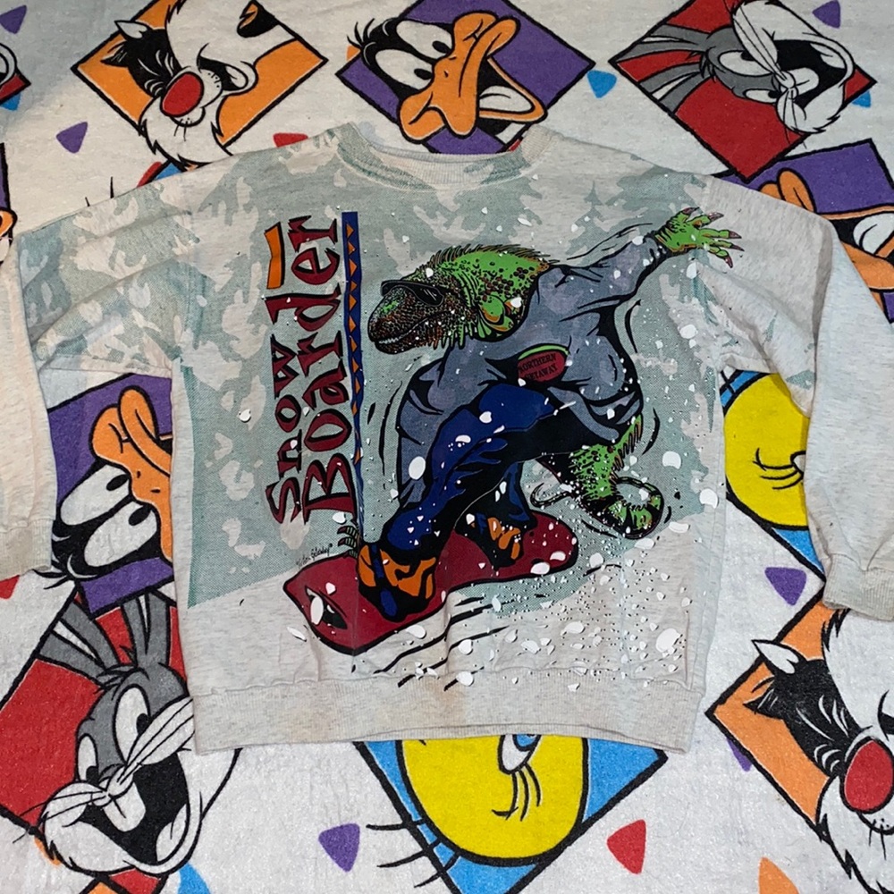 kids Snow boarding lizard crew neck